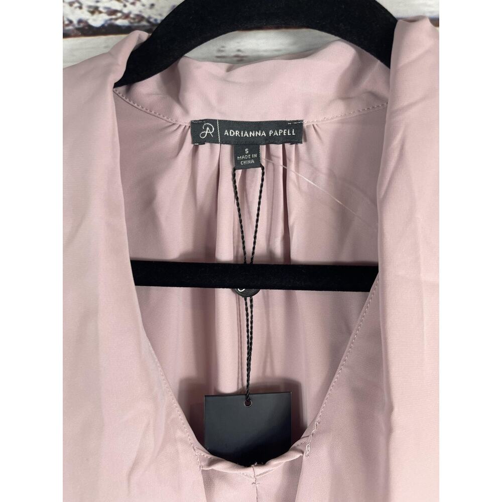 Adrianna Papell Blouse Women's SZ S Lavender Long Sleeve Pearl Button Dressy Top - Picture 4 of 8